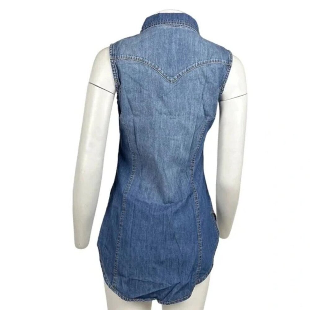 Sleeveless Denim Tunic Dark Wash - Picture 3 of 3